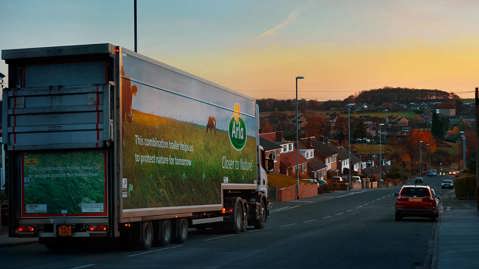 Arla van driving on street